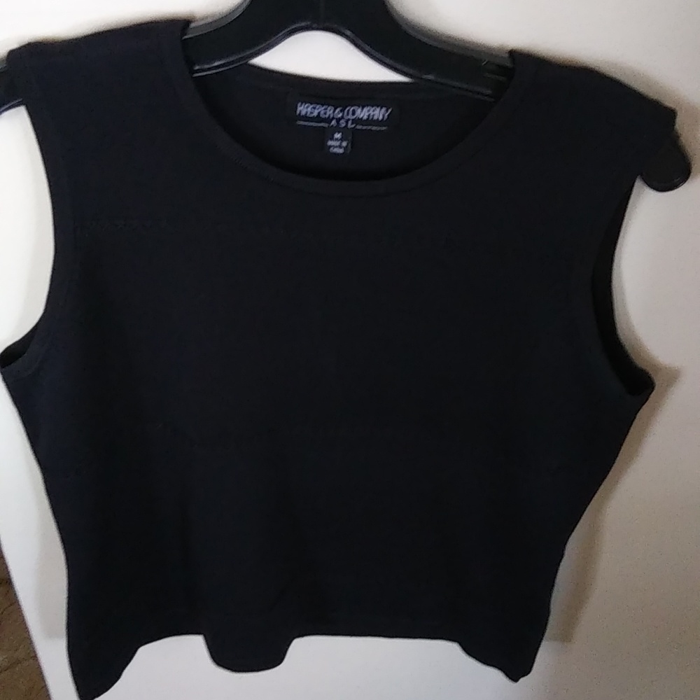 KASPER & COMPANY,CLASSIC BLACK.CREW NECK SLEEVELESS TANK TOP ,SIZE-MEDIUM